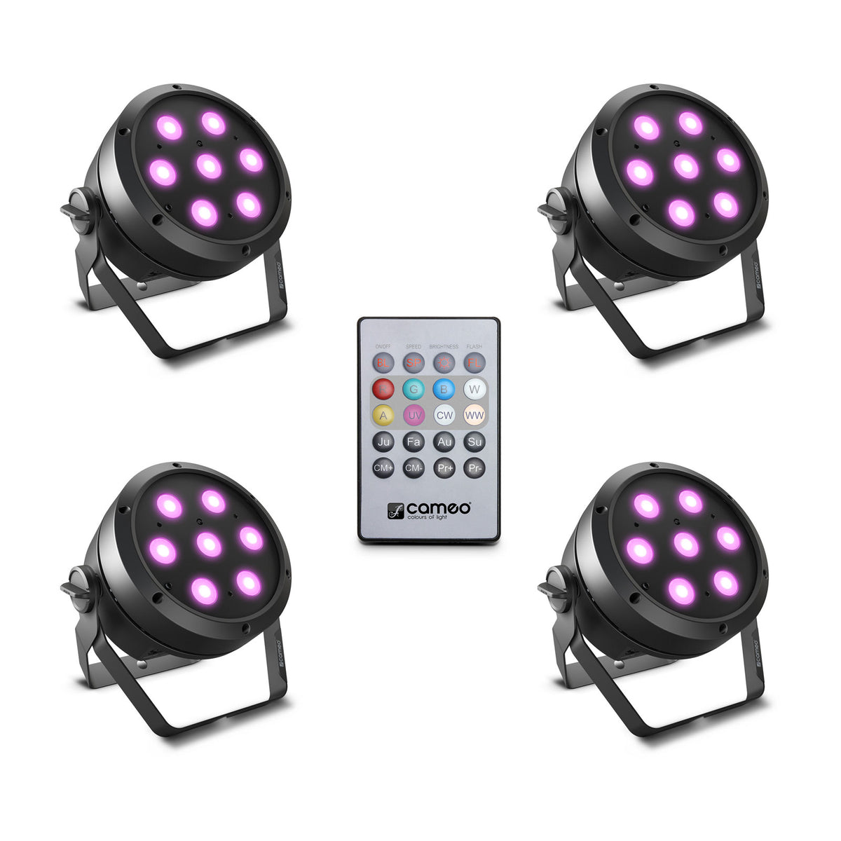 Cameo ROOT PAR 4 SET 1 - SET COMPOSED OF 4 X CLROOTPAR4 WITH INFRARED REMOTE CONTROL