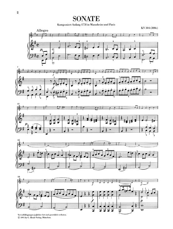 Mozart W.a. - Violin Sonata E Minor K. 304 (300C)