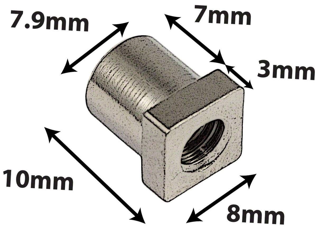 SN-SQ-10B - SWIVEL NUT 10MM SQUARE HEAD - BRASS (X4)