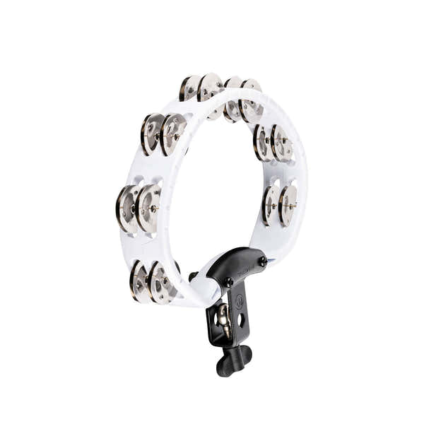 Meinl PERCUSSION HEADLINER SERIES MOUNTABLE ABS TAMBOURINE DUAL ROW WHITE STAINLESS STEEL JINGLES