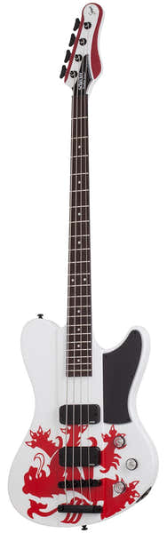 Schecter Ultra Spitfire Signature Simon Gallup Gloss White with Red Lion