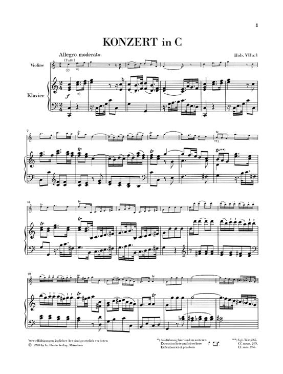 Haydn J. - Concerto For Violin And Orchestra C Major Hob. Viia:1