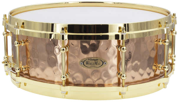 BZH-5014DHBR - Hammered Bronze Shell Series 14" x 5" Snare Drum - Die Cast Hoops