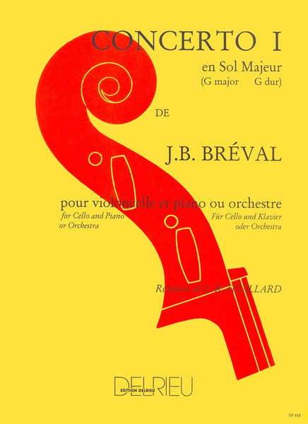 Edition Delrieu Breval Jean-Baptiste - Concerto N°1 En Sol Maj. - Violoncelle Piano