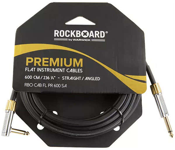 Rockboard Flat Instrument Cable Premium - 600 cm - Straight/Angled - Black