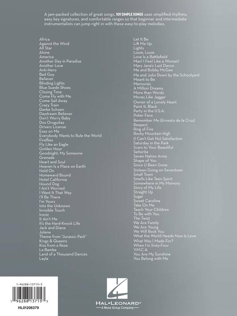 101 Simple Songs - Saxophone Alto