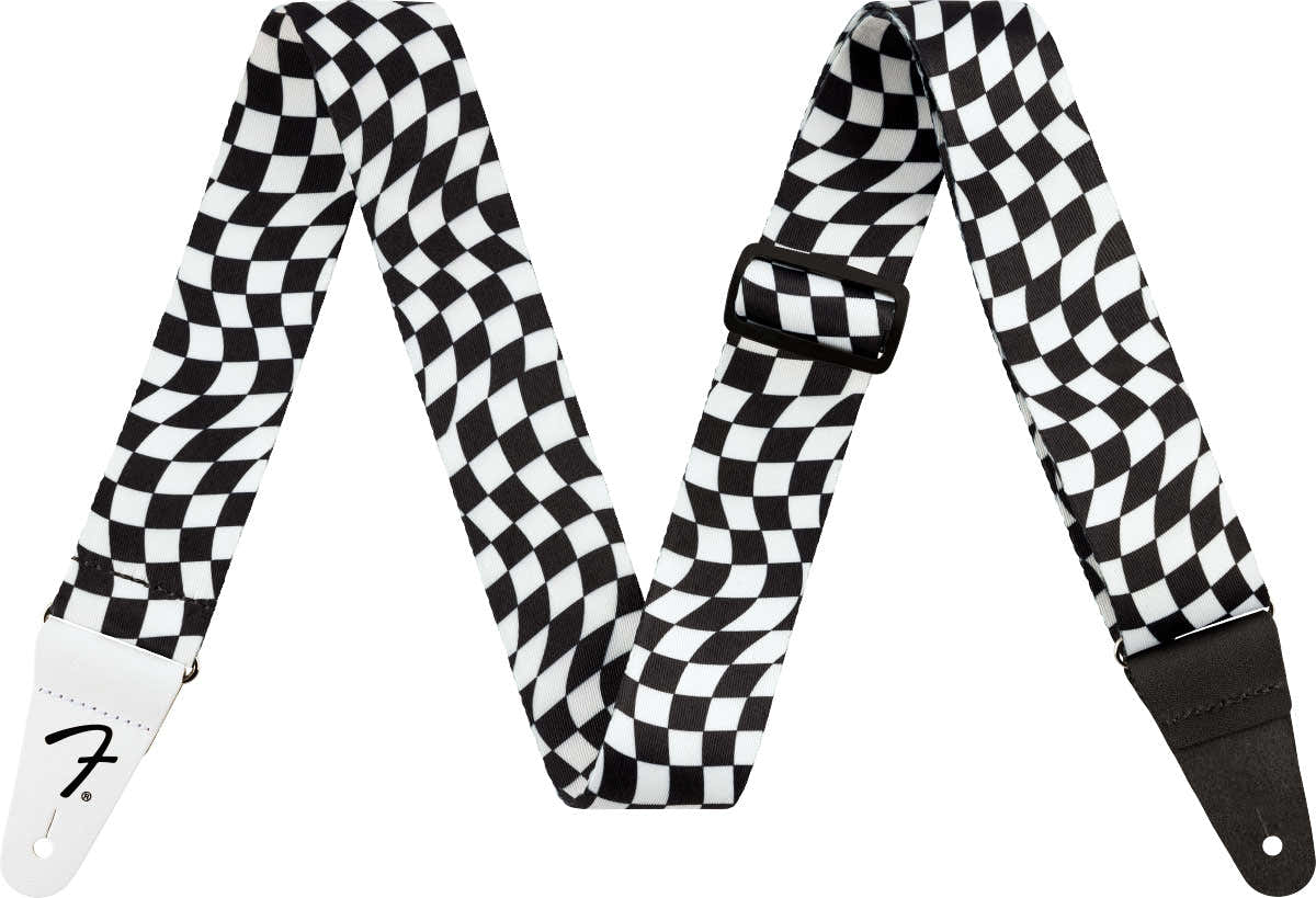 Wavy Checkerboard Polyester Strap Black/White