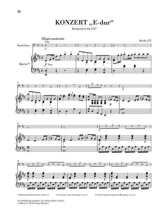 Dittersdorf C.D.V. - Double Bass Concerto In "e Major" Krebs 172