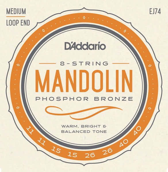 D'ADDARIO STRINGS FOR MANDOLIN J74 PHOSPHOR BRONZE MEDIUM 11-40