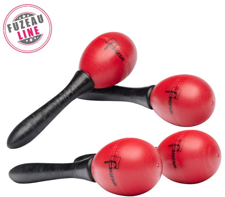 2 pairs of red and black plastic maracas