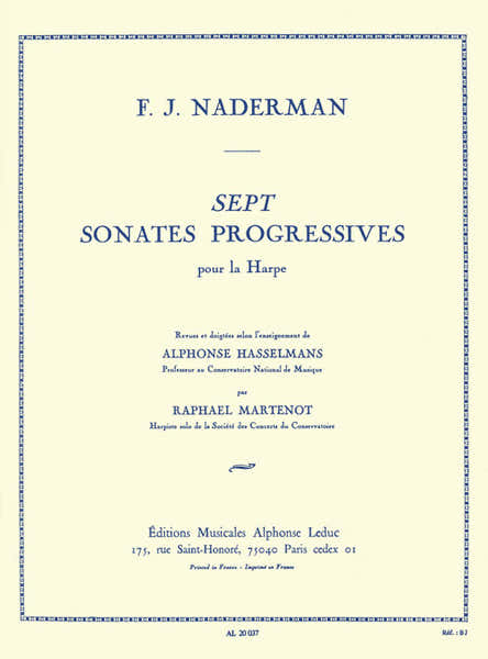 Leduc 7 Sonates Progressives Opus 92 pour la Harpe