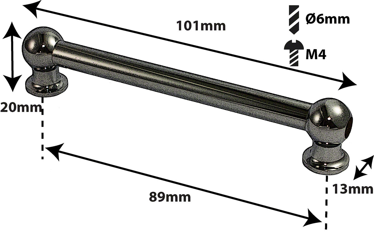 TL1D89-BK - TUBE LUG BLACK - 89MM - DOUBLE ENDED (X1)