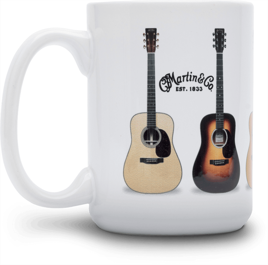 White Ceramic Mug With Guitars