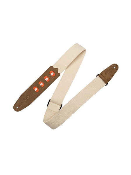 Levys Cotton Strap with 4 Pick Holders 5 cm - Natural/Natural