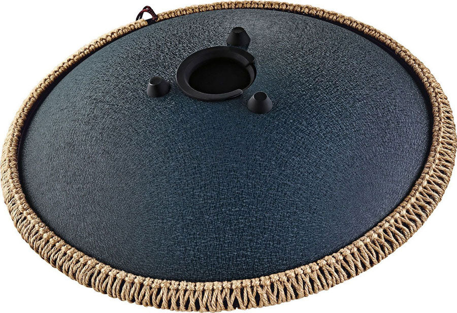 SONIC ENERGY OCTAVE STEEL TONGUE DRUM NAVY BLUE ENGRAVED FLORAL DESIGN D AMARA