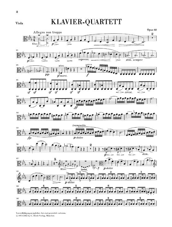 Brahms J. - Piano Quartet C Minor Op. 60