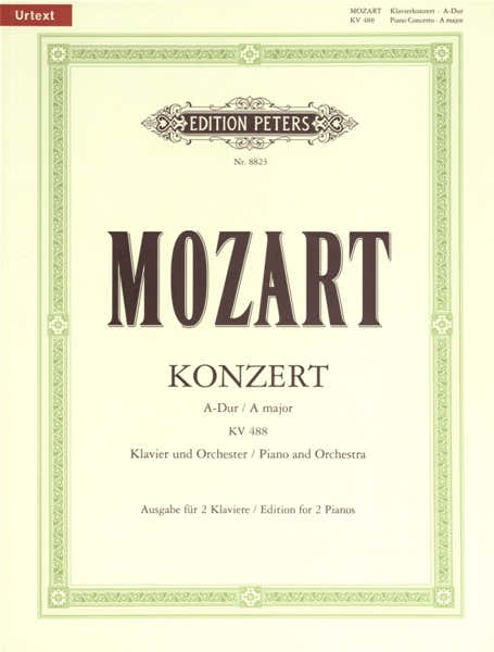 Edition Peters Mozart Wolfgang Amadeus - Concerto No.23 In A K488 - Piano 4 Hands