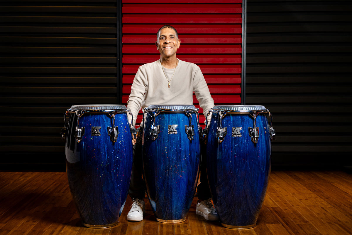 Artist Series William Kachiro Tumba 12 1/2" /REMO® Black Calfskin Skyndeep Heads - Blue Wave