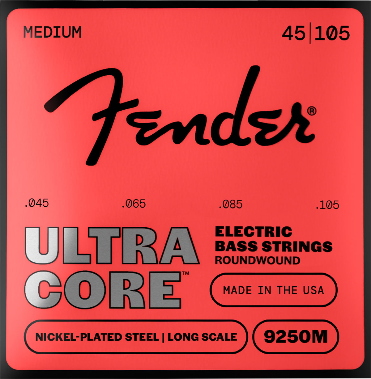 Ultracore Bass Strings, Nickel Plated Steel, Ball End, 9250M 45-105, (4)