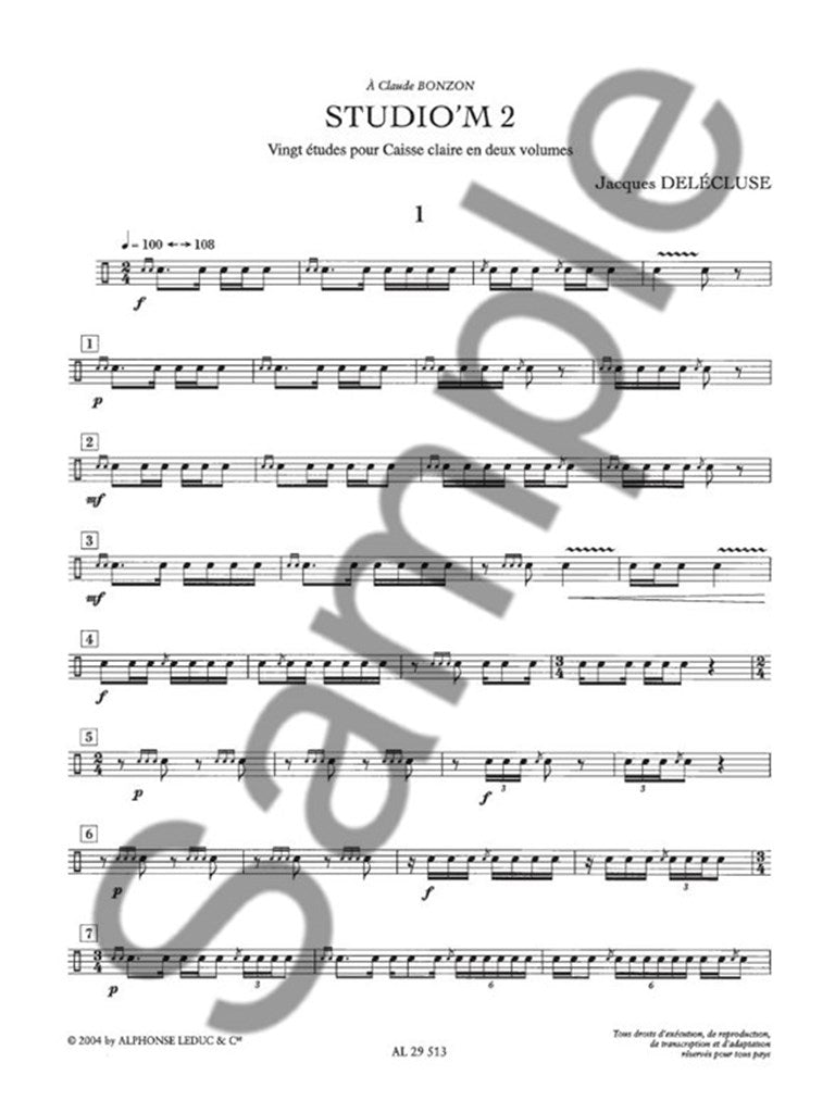 Delecluse Jacques - Studio'm Vol.2 - 20 Etudes Pour Caisse Claire