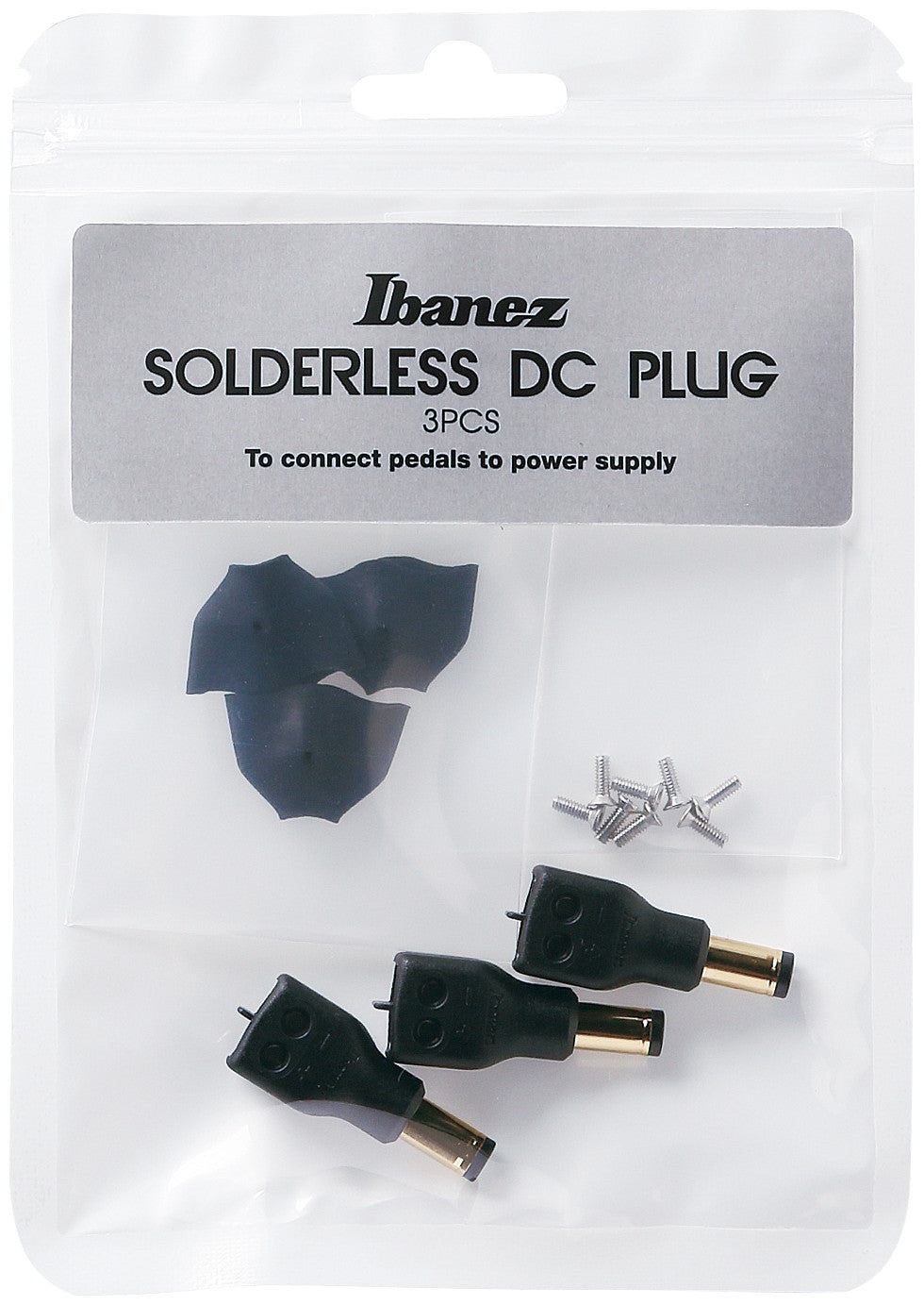 Solderless DC Straight Plug, 3-Pack
