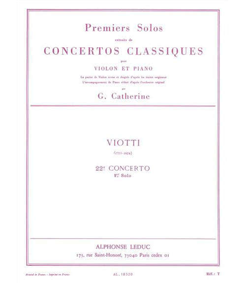 Leduc VIOTTI - PREMIERS SOLOS - CONCERTO N°22 - VIOLON ET PIANO
