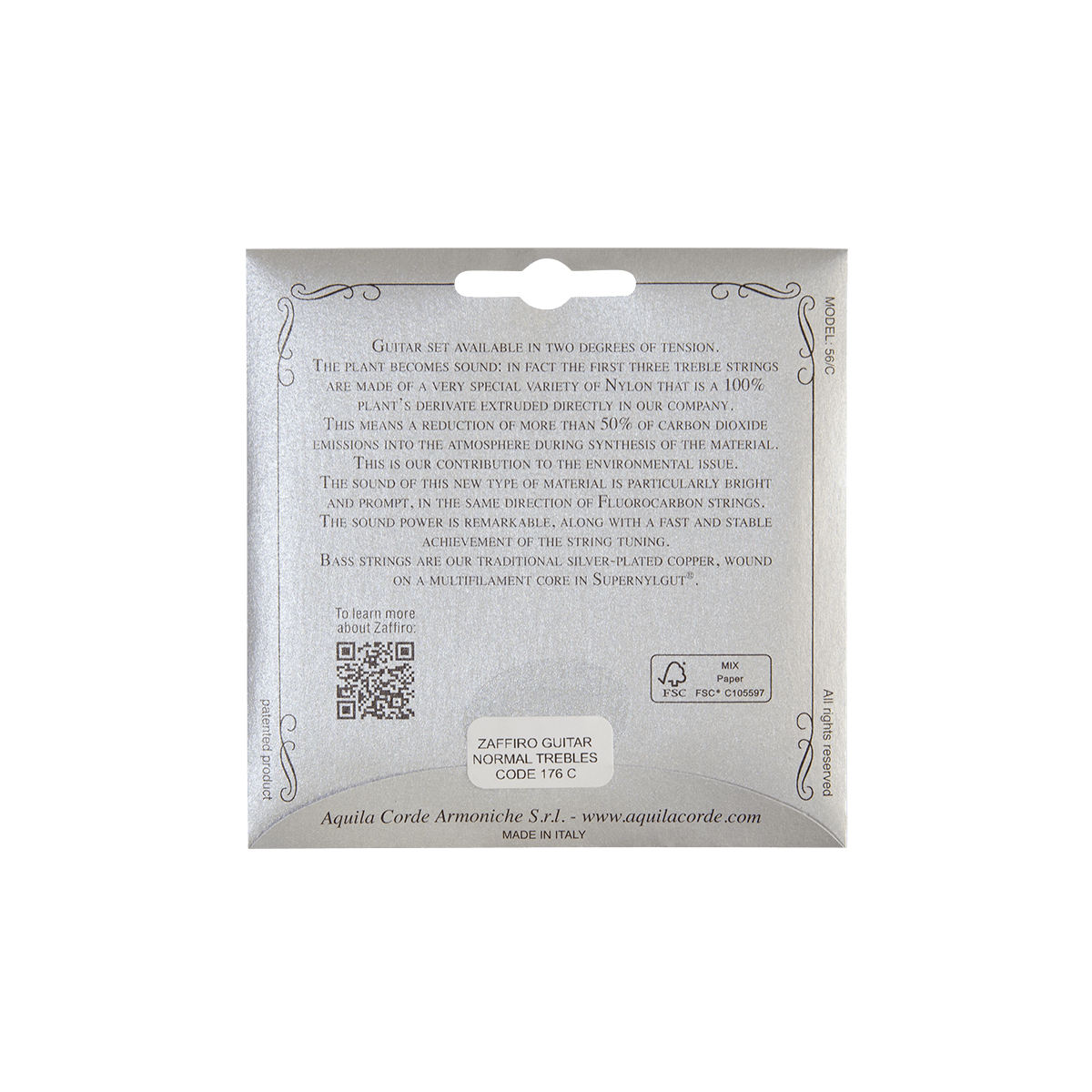 176C Zaffiro Treble String Set Normal Tension
