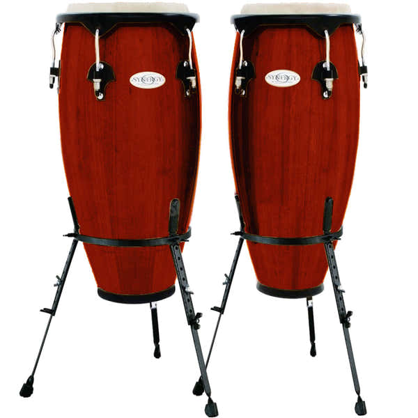 Toca SERIES WOOD CONGA SET WITH STAND 10'' AND 11'' BARREL STAND   RED 2300RR-B