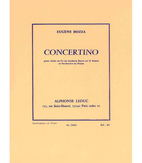 Leduc BOZZA E. - CONCERTINO POUR TUBA EN UT OU SAXHORN BASSE EN SI BEMOL