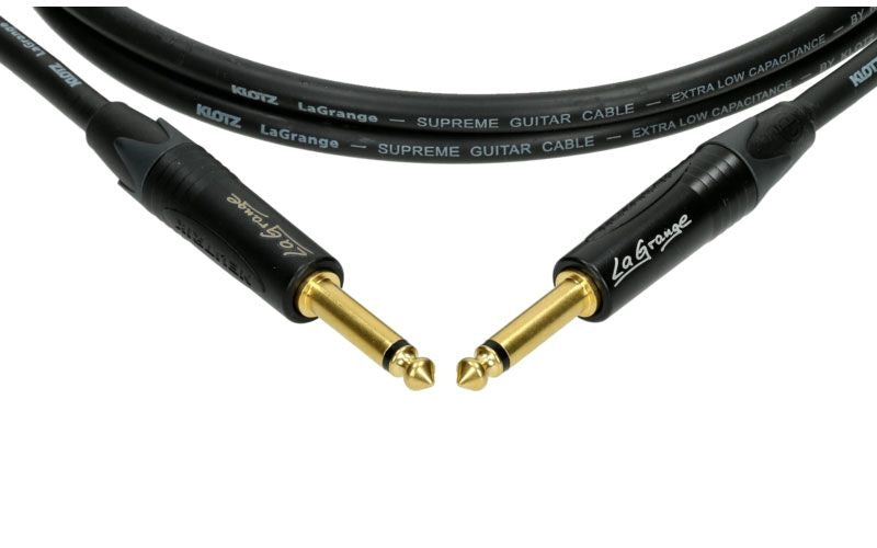 LA-GRANGE INSTR.CABLE BLACK 6M,JACK 2P - JACK 2P GOLD CONTACT
