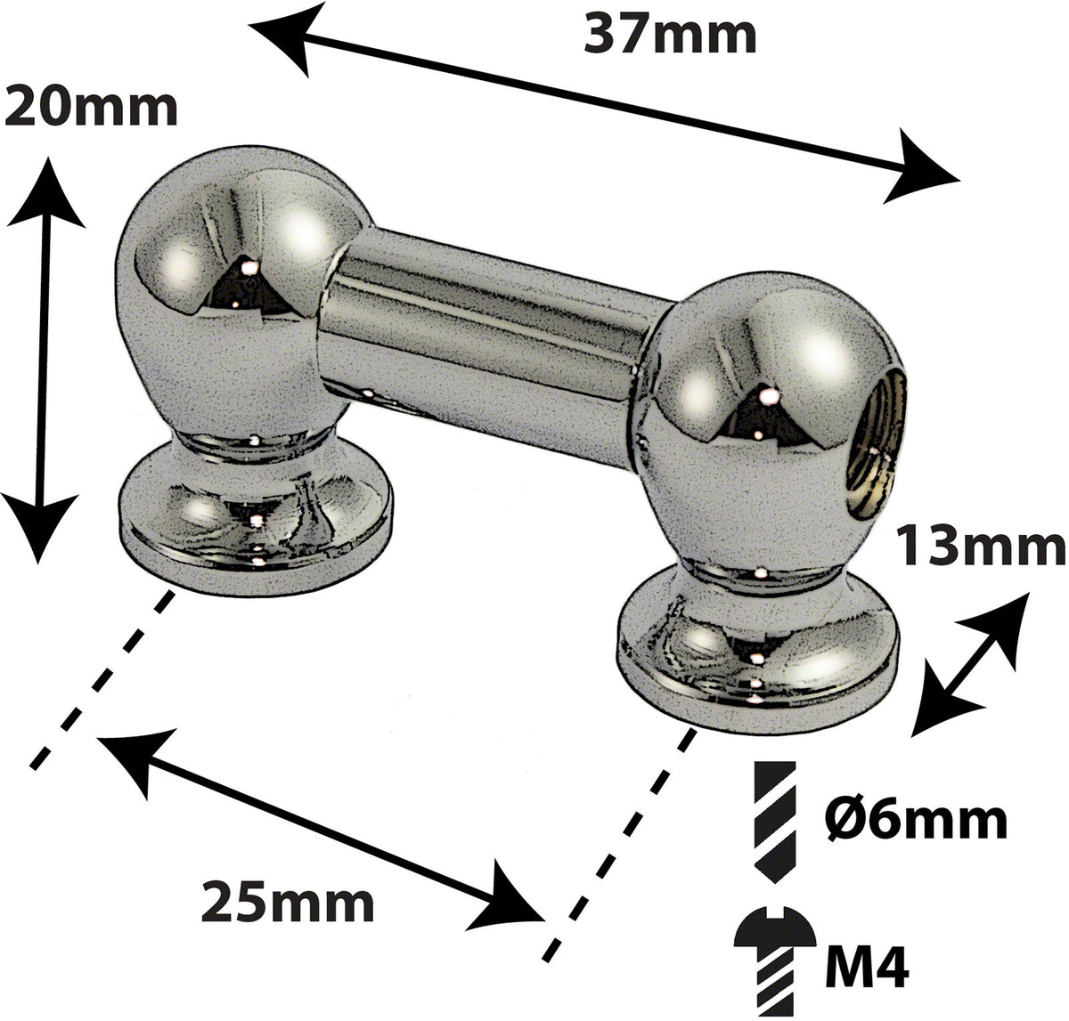 TL1D25 - TUBE LUG - 25MM - DOUBLE ENDED (X1)