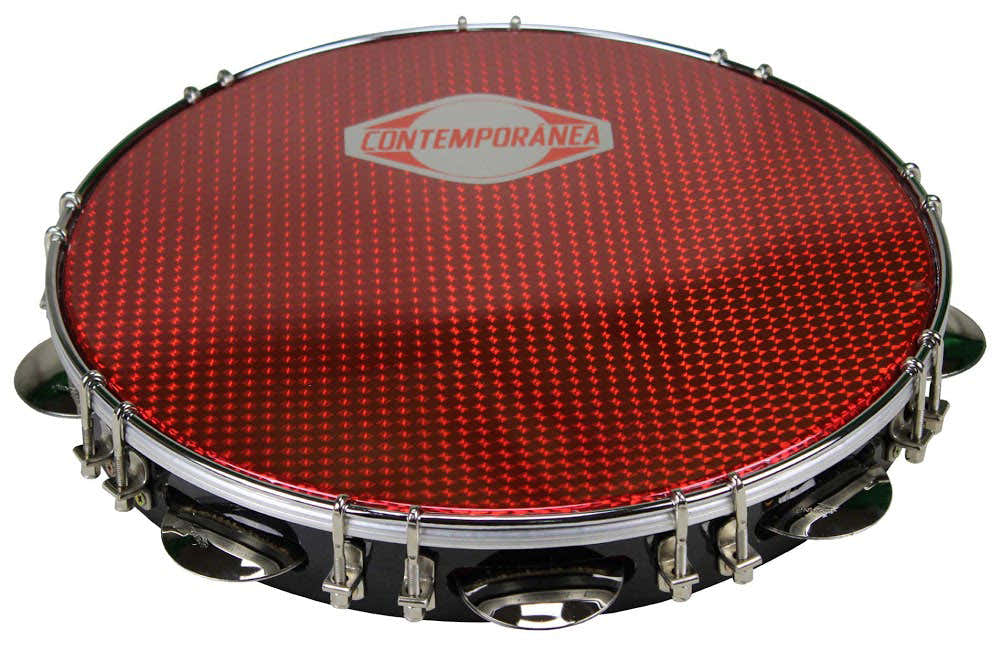 C-PF12-1BR - Pandeiro 12" Black - Red Skin - Refurbished