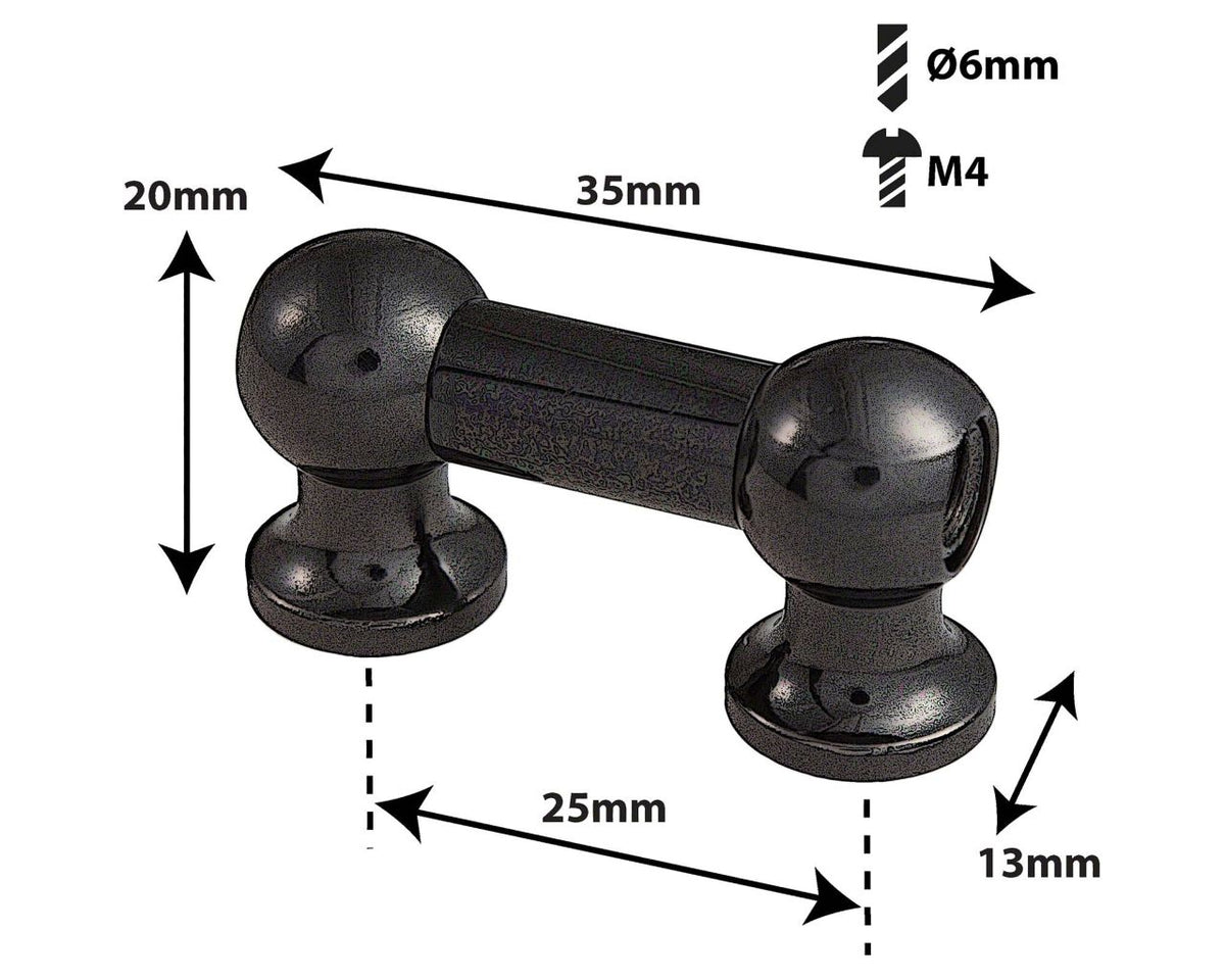 TL12D25-BK - TUBE LUG BLACK - 25MM - DOUBLE ENDED (X1)