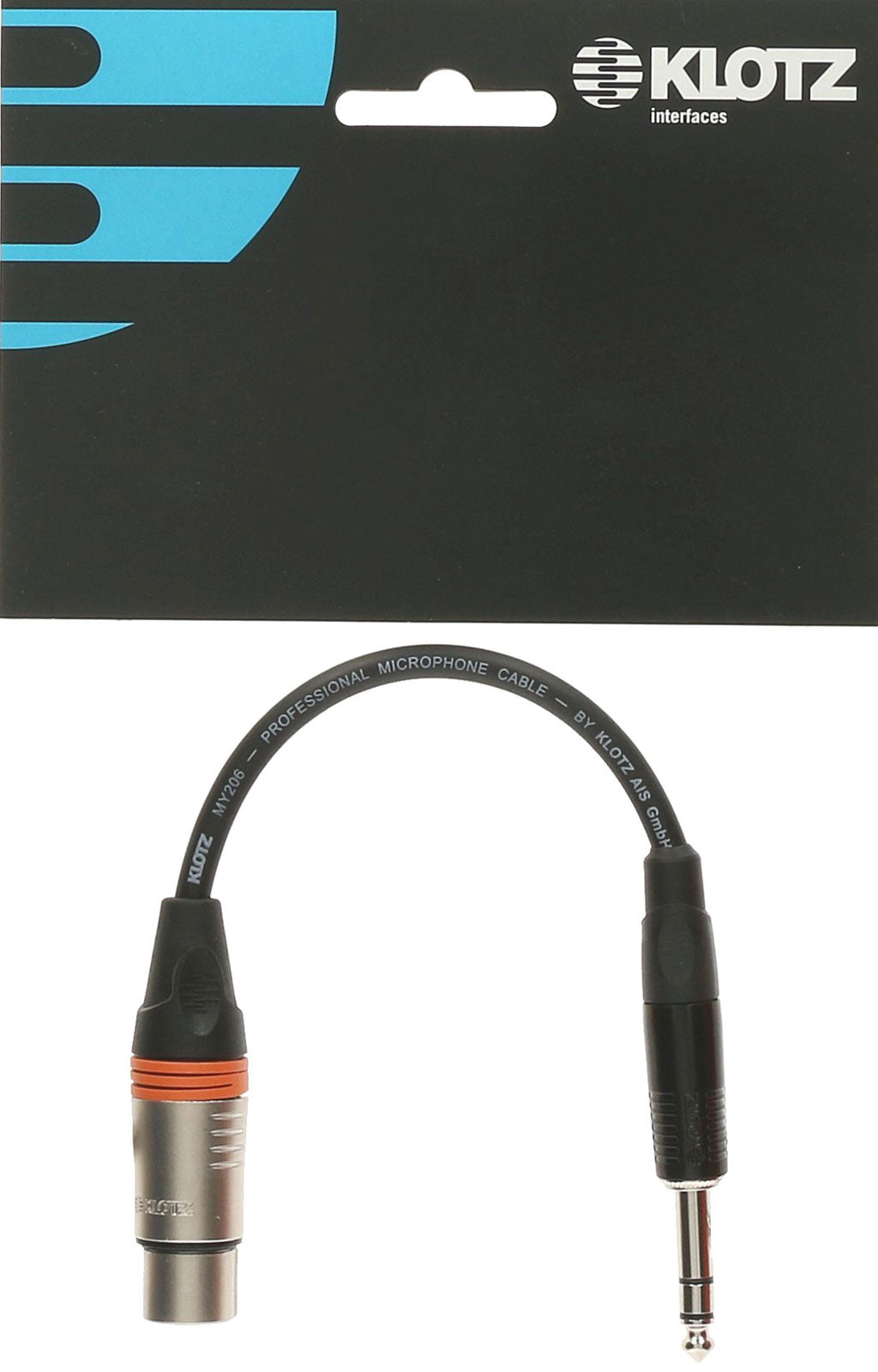 XLR-FP6.3 XLR F-JACK 1/4" ST. ADAPT. 0,2M XLR3P F KLOTZ - JACK 3P 6,35MM