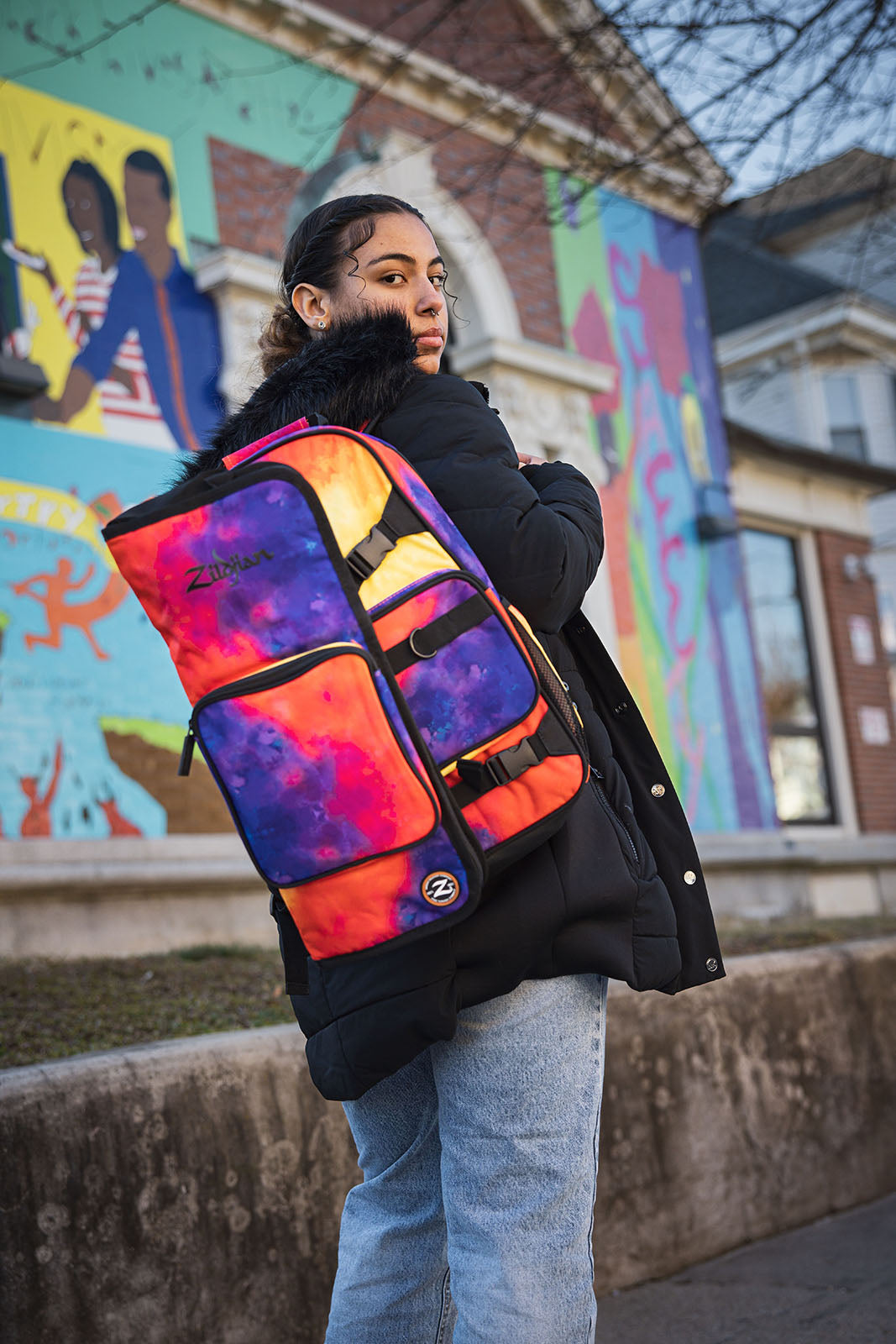 Student Backpack Orange Burst