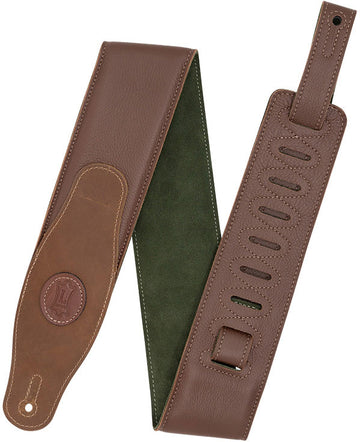 PADDED LEATHER STRAP WITH COLORED SUEDE BACK 7,6 CM - BROWN-GREEN