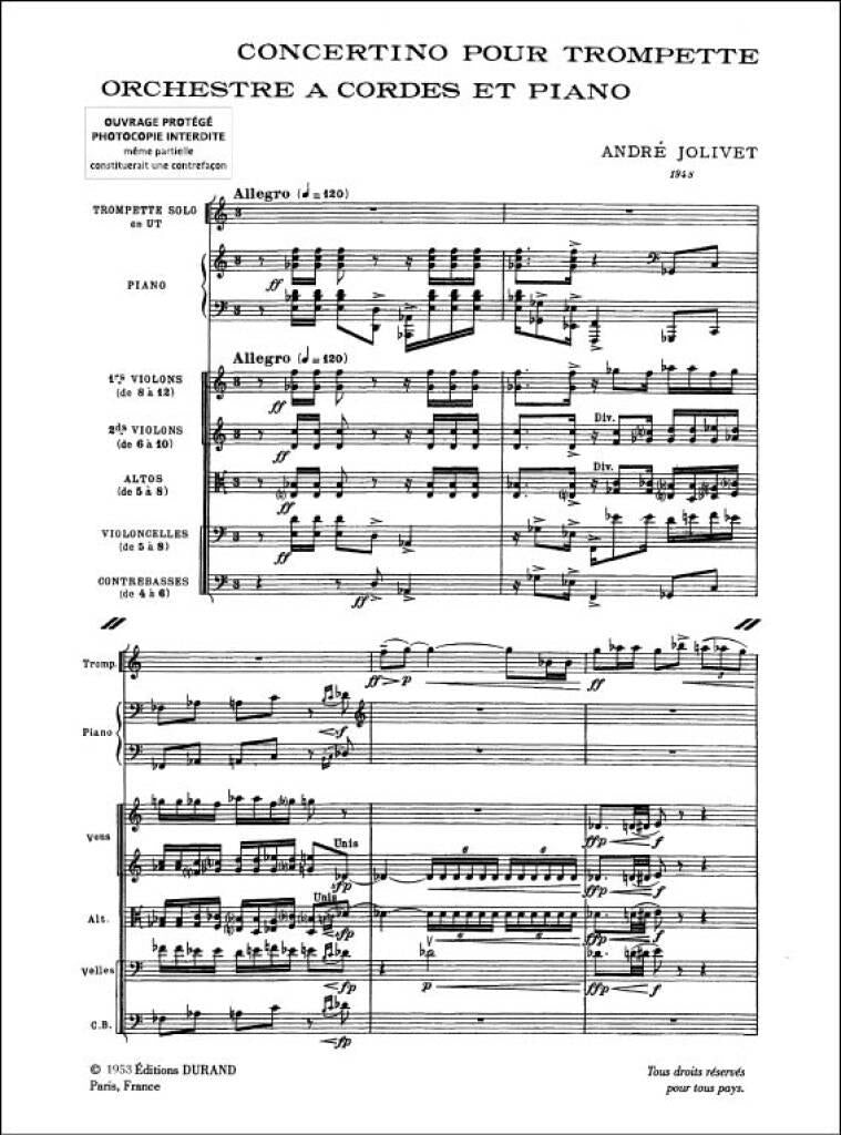 Jolivet A. - Concertino - Conducteur
