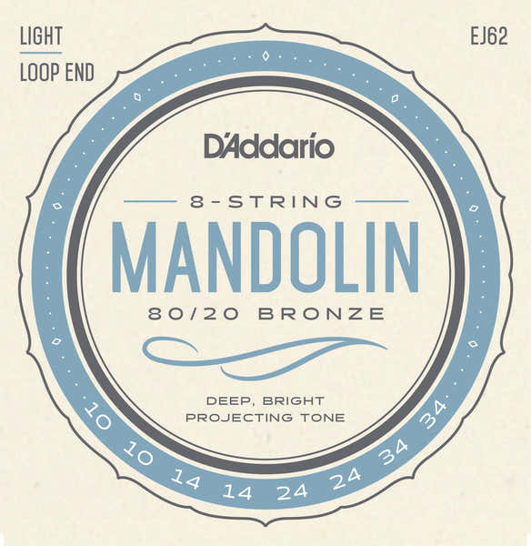 D'ADDARIO EJ62 80/20 Bronze Mandolin Strings Light 10-34