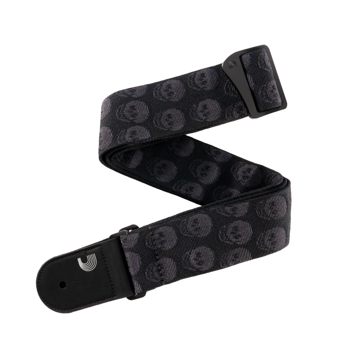 Woven Guitar Strap Skulls Black Tubular