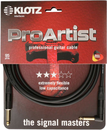 Pro Artist Instrument Cable 3M Mono Jack - Angled Mono Jack