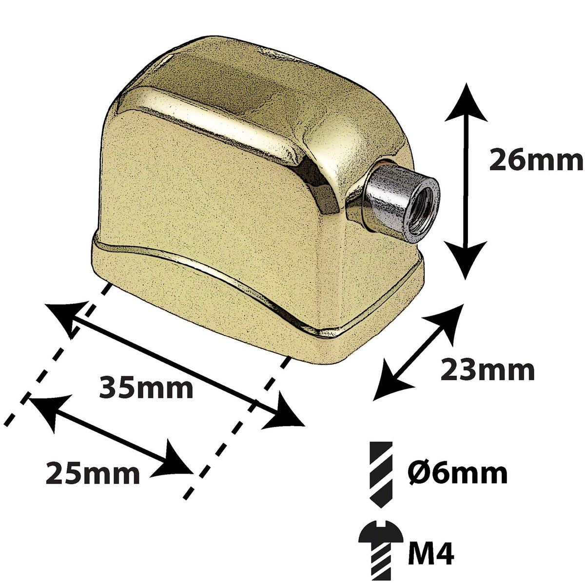 L17BD-BR - BASS DRUM LUG - BRASS - 25MM (X1)