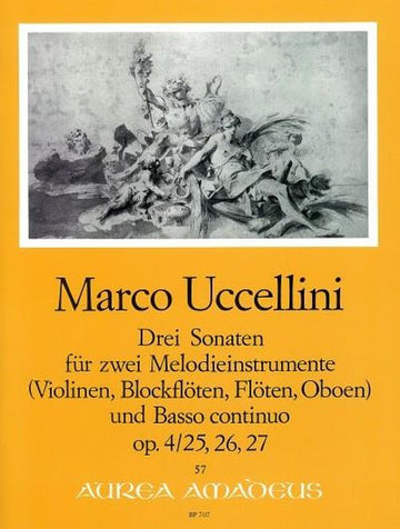 Uccellini Marco - 3 Sonatas Op. 4 N°25-26-27 - Score & Parts