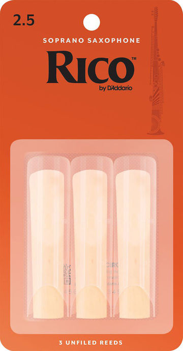 RIA0325 - RICO SOPRANO SAXOPHONE REEDS FORCE 2.5 BOX OF 3