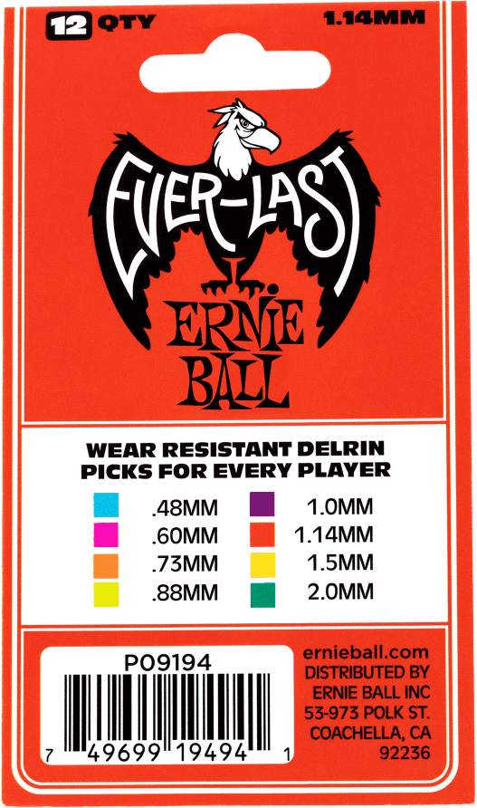 EVERLAST PICKS 12-PACK RED 1.14MM