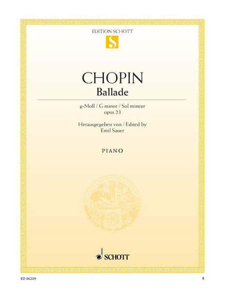 Schott Chopin - Ballade Sol Mineur Op. 23 - Piano