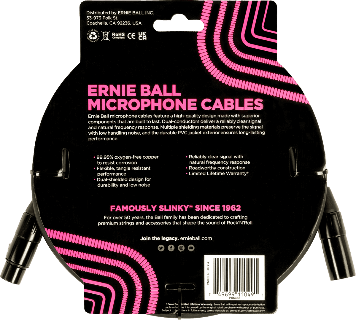 MICROPHONE CABLES CLASSIC XLR MALE/XLR FEMALE 6M BLACK