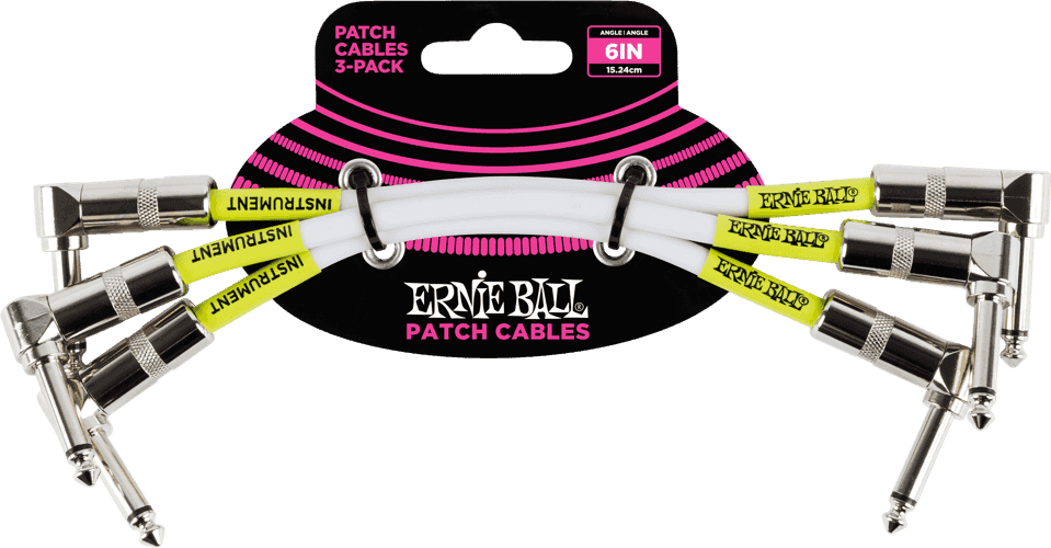 Instrument Patch Cables 3-Pack - Angled - 15CM White