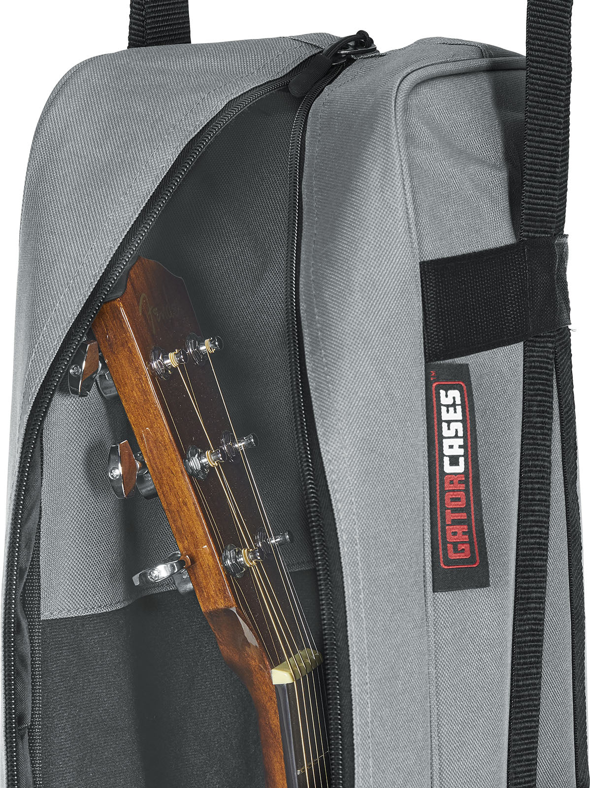 Hanging acoustic guitar gigbag