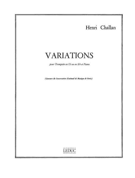Leduc Challan Henri - Variations - Trompette En Ut & Piano