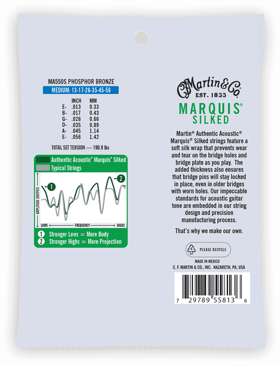 MA550S AUTHENTIC SILKED MEDIUM 92/8 PHOSPHOR BRONZE MEDIUM 13-17-26-35-45-56